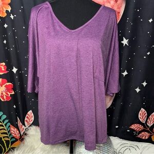 Women's Purple V-Neck Relaxed Fit Top